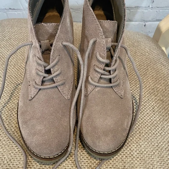 SONOMA Women's Beige Lace Up Genuine Suede Wedge Booties-8 - Picture 2 of 7